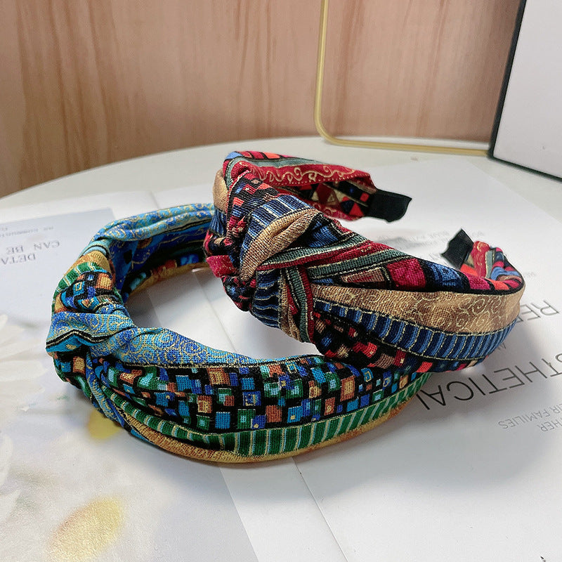 Wholesale Ethnic Wind Wide-brimmed Printed Fabrics Hairband